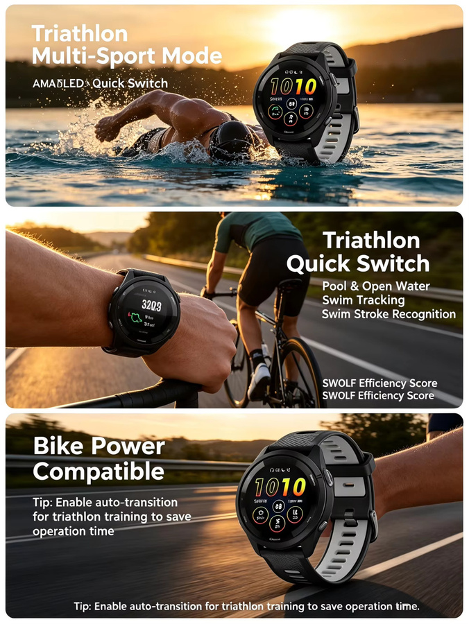Garmin Forerunner 265 Amoled Laufuhr in Schwarz mit Herzfrequenzmessung, SpO2, Musik, NFC-Zahlungen, 5 ATM Wasserdichtigkeit sowie Trainings- und Schlaftracking - Bild 4