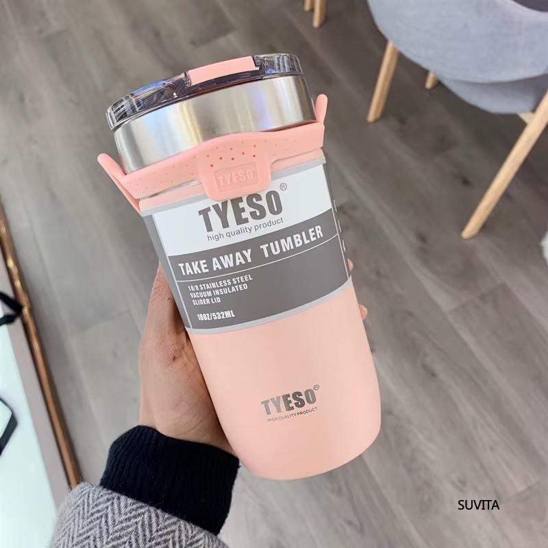 Tyeso Thermoskanne aus Edelstahl in Blau mit Strohhalm, isolierte Kaffeetasse und Isolierflasche, 550 ml oder 710 ml - Bild 4