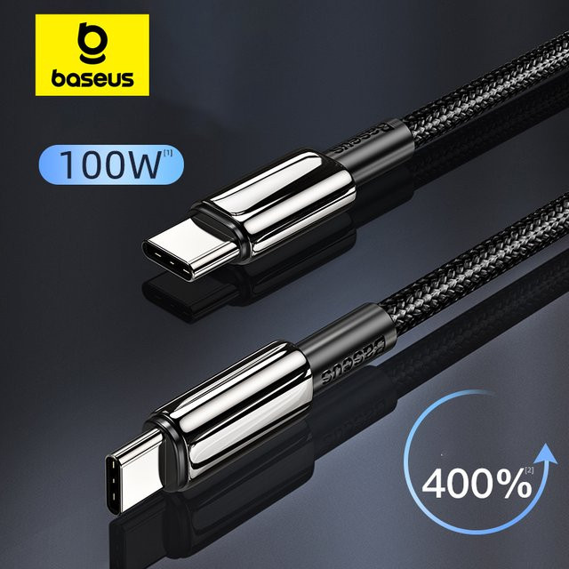 Baseus USB C auf USB Typ C Kabel 100 W Schnellladegerät für iPhone 16 15, Xiaomi und MacBook, PD Quick Charge 4.0, Farben: Blau und Schwarz - Bild 1