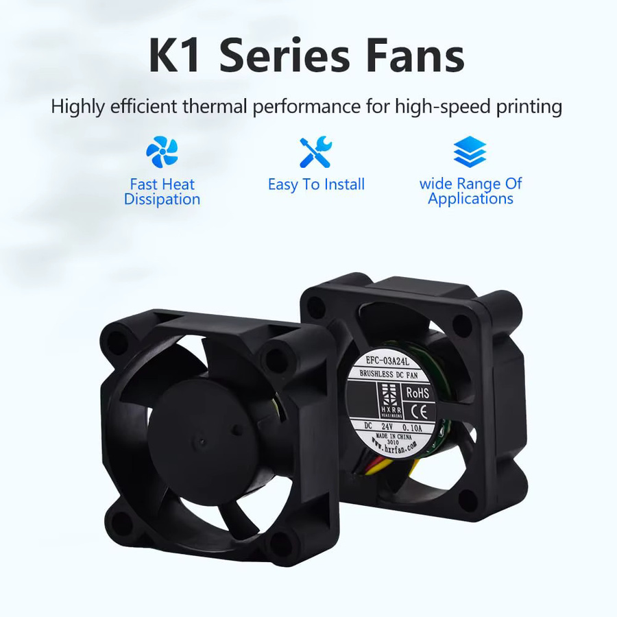 Creality Extruder-Lüfter-Set für K1, K1C und K1 Max mit 3010 Axiallüfter und 4020 Gebläselüfter DC24V in Schwarz - Bild 2