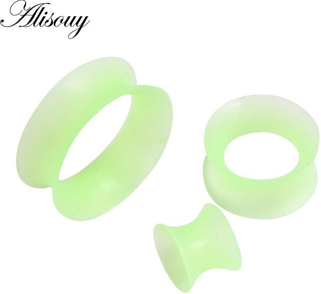 Alisouy Jewelry Flesh-Tunnel-Ohrstöpsel, Silikon, Grün, 10 mm, Damen - Bild 1