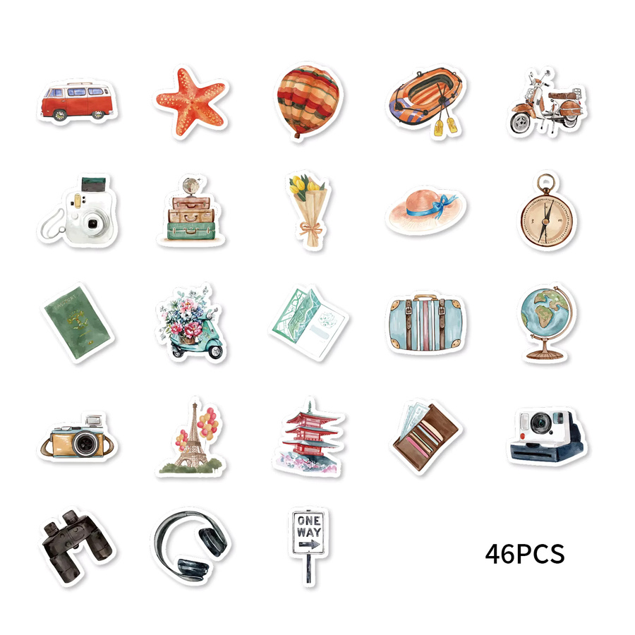 etori life Vintage Reise Graffiti Aufkleber, 46-teiliges Set, multicolor - Bild 2