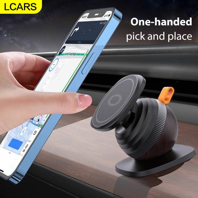 LCARS Magnetischer Autotelefonhalter für MagSafe mit N52 Magnet, Saugnapf und verstellbarem Teleskoparm für das Armaturenbrett in Schwarz oder Grau - Bild 1