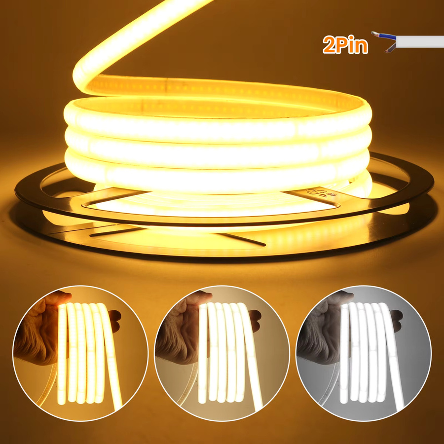 HEGEHE COB LED Neon Streifen IP65 mit 240 LEDs pro Meter, 230V, Weiß, flexibler Klebestreifen mit EU-Stecker - Bild 6