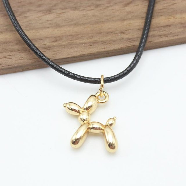 Anhänger Halskette, 3D Luftballon Hund, Gold, PU Leder, Unisex - Bild 1