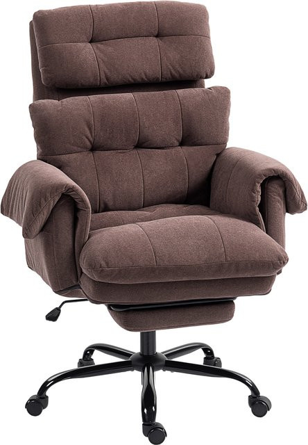 Ergonomischer HOMCOM Bürostuhl mit Samt-Optik in Kaffee, Drehstuhl mit Armlehnen und Fußstütze für dein Home-Office - Bild 1