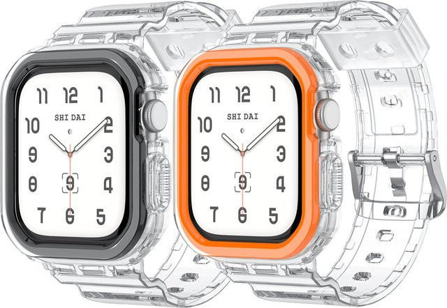 Ashion Uhrenarmband mit Hülle, Silikon, Weiß, Unisex, für Apple Watch Series 10 42 mm 46 mm - Bild 1