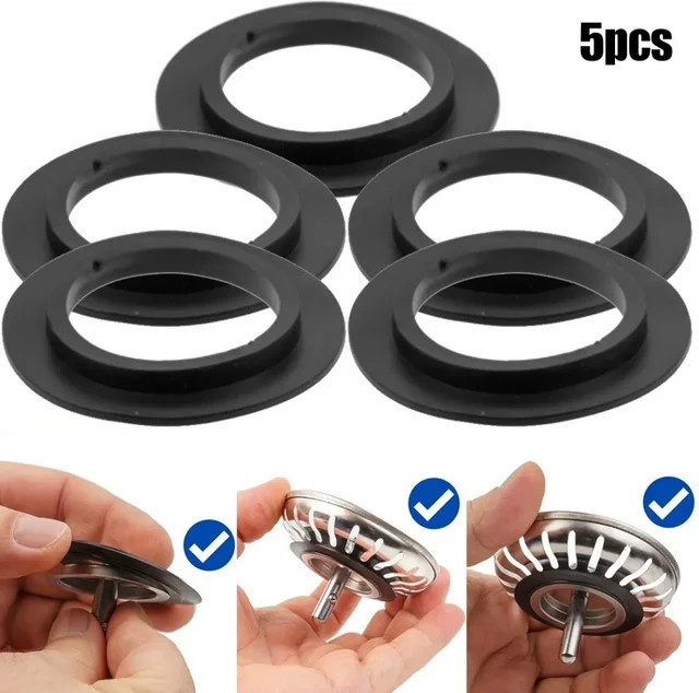 Franke Gummi Waschbecken Filter und Korb Sieb Stecker Dichtung Set, Schwarz, 5 Stück - Bild 1