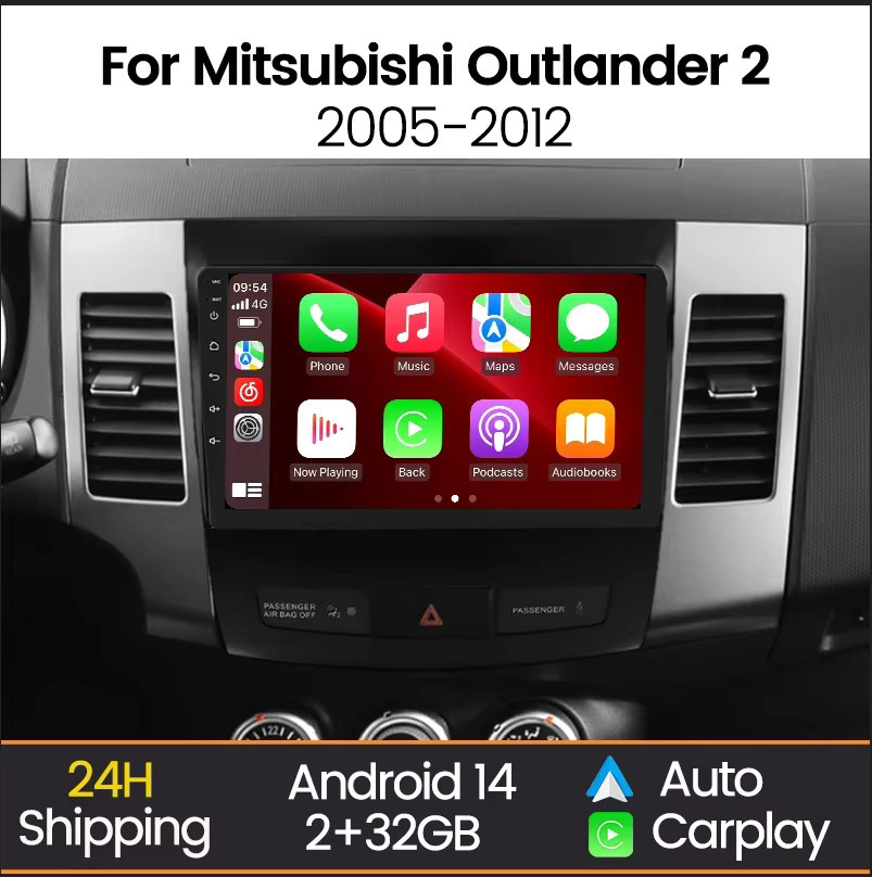 STRONGNAVI 2DIN Multimedia-Autoradio mit GPS und Wireless Carplay sowie Android Auto für Mitsubishi Outlander 2005-2011 in Schwarz - Bild 2