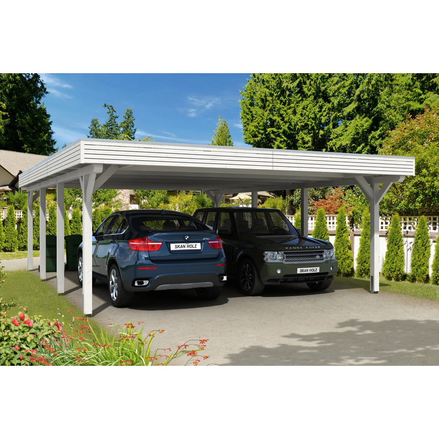 Skan Holz Carport Spessart aus Fichte mit Aluminium-Dachplatten in Weiß, B/T: 611 x 846 cm, Höhe: 258 cm - Bild 2