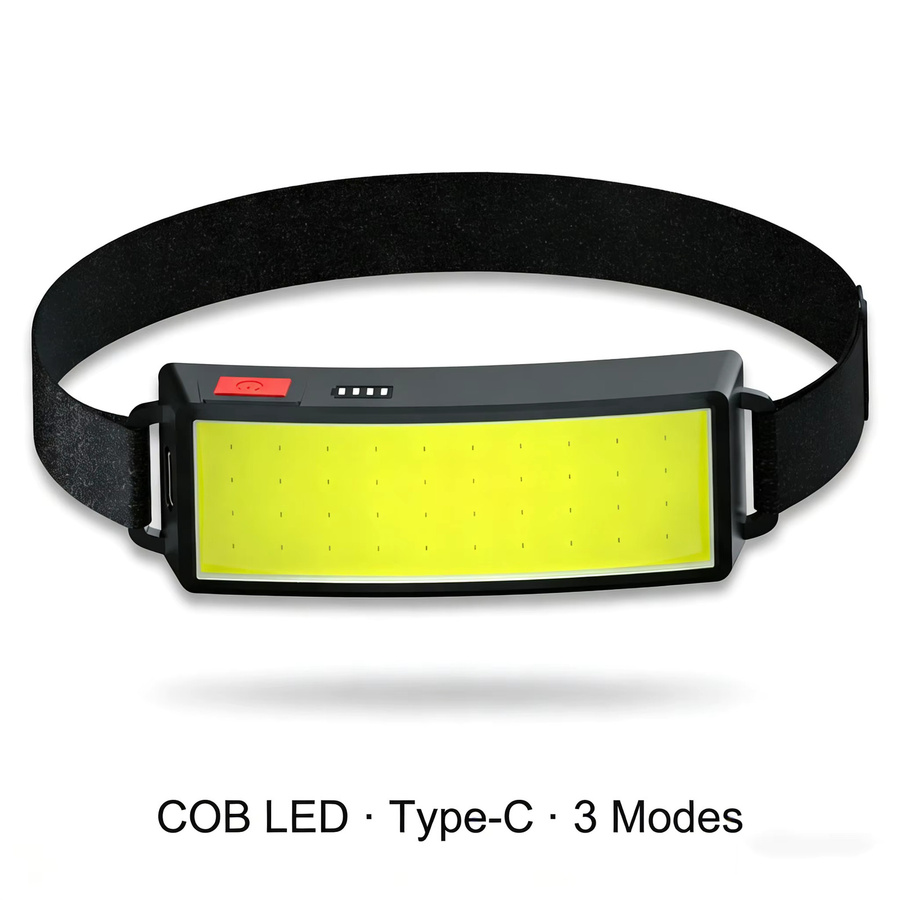 KDULIT COB 180° Flutlicht-LED-Stirnlampe mit 3 Modi und USB-Akku in Schwarz - Bild 2