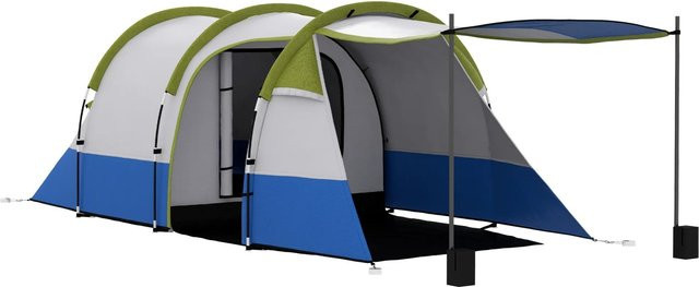 Outsunny Campingzelt als Tunnelzelt für 3 Personen mit Vorzelt und Lichthaken, Farbe: Polyester, B/T/H: 420 x 200 x 150 cm - Bild 1