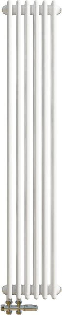 Duschparadies Traditioneller Heizkörper in Gusseisen-Optik mit 3 Säulen, Weiß, Höhe: 150 cm, Breite: 29 cm, 991W für Warmwasserbetrieb - Bild 1