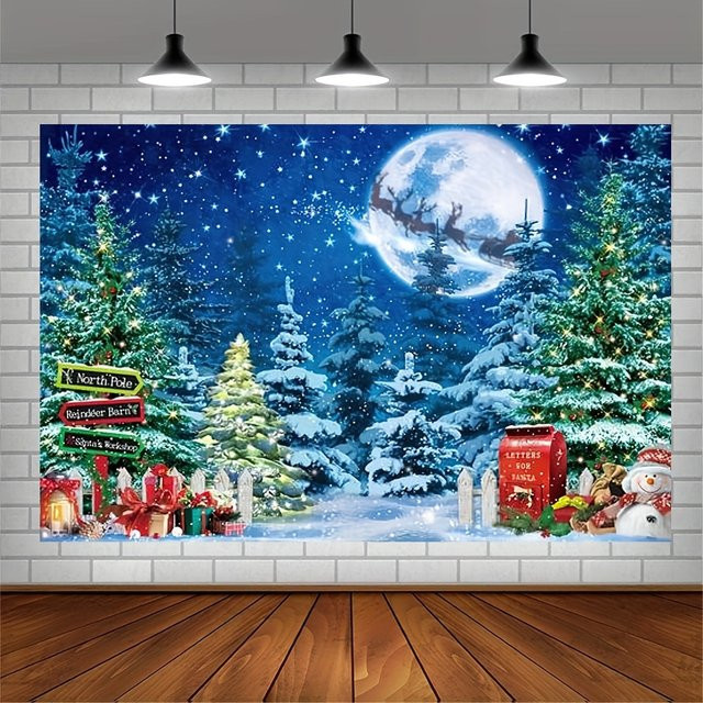 VIKAMA Christmas Wonderland Wandteppich mit Rentierschlitten und arktischer Landschaft für dein Wohnzimmer oder Kinderzimmer, Breite: 60 cm, Höhe: 40 cm - Bild 1