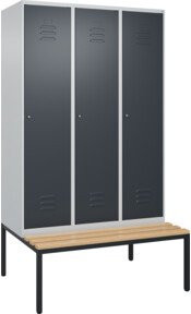 C+P Spind Classic PLUS Sitzbank mit 3 Abteilen und 4 Garderobenhaken, Farbe Anthrazit, B/T/H: 212 x 120 x 81,5 cm - Bild 1