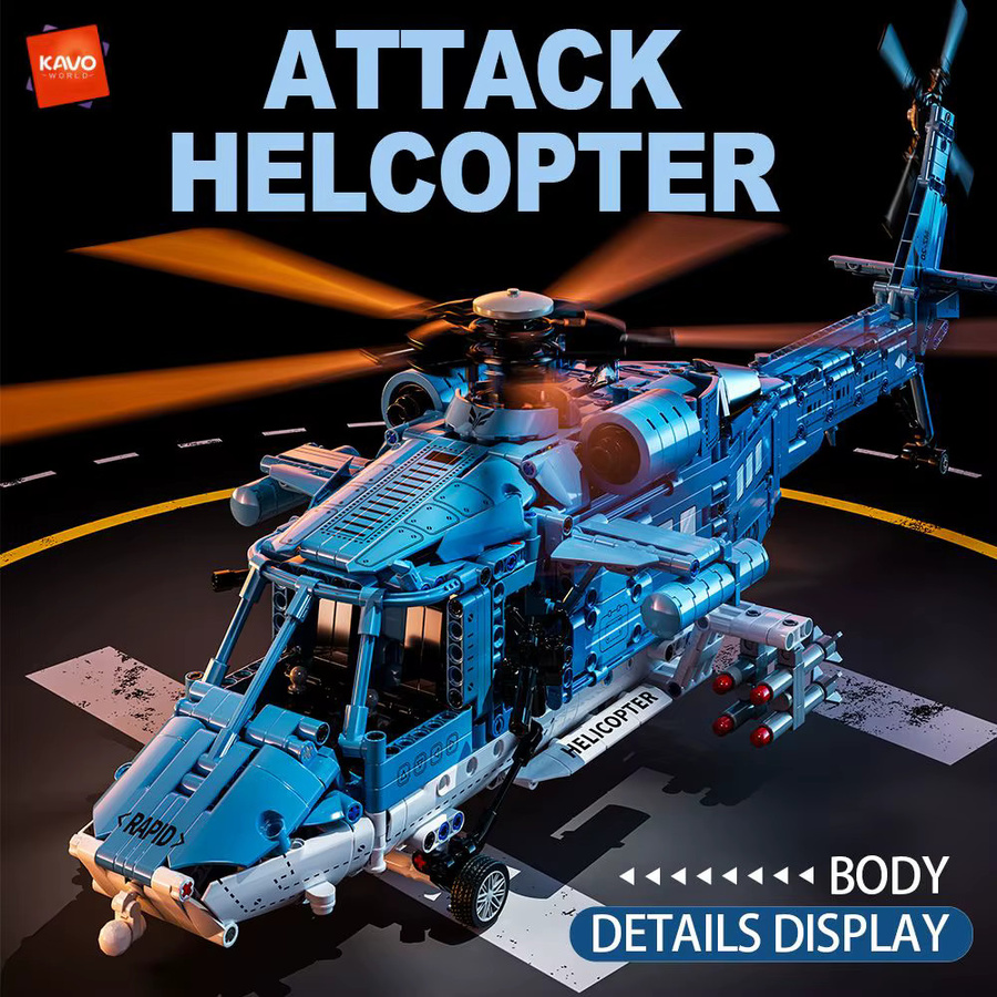 KAVOWORLD Blauer Kampfhubschrauber, Baukasten, 1521 Teile - Bild 3