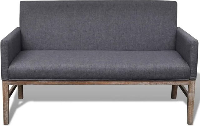 vidaXL Bank aus Kautschukholz mit Polsterung aus Stoff in Dunkelgrau, B: 140 cm, H: 45 cm, T: 35 cm - Bild 1