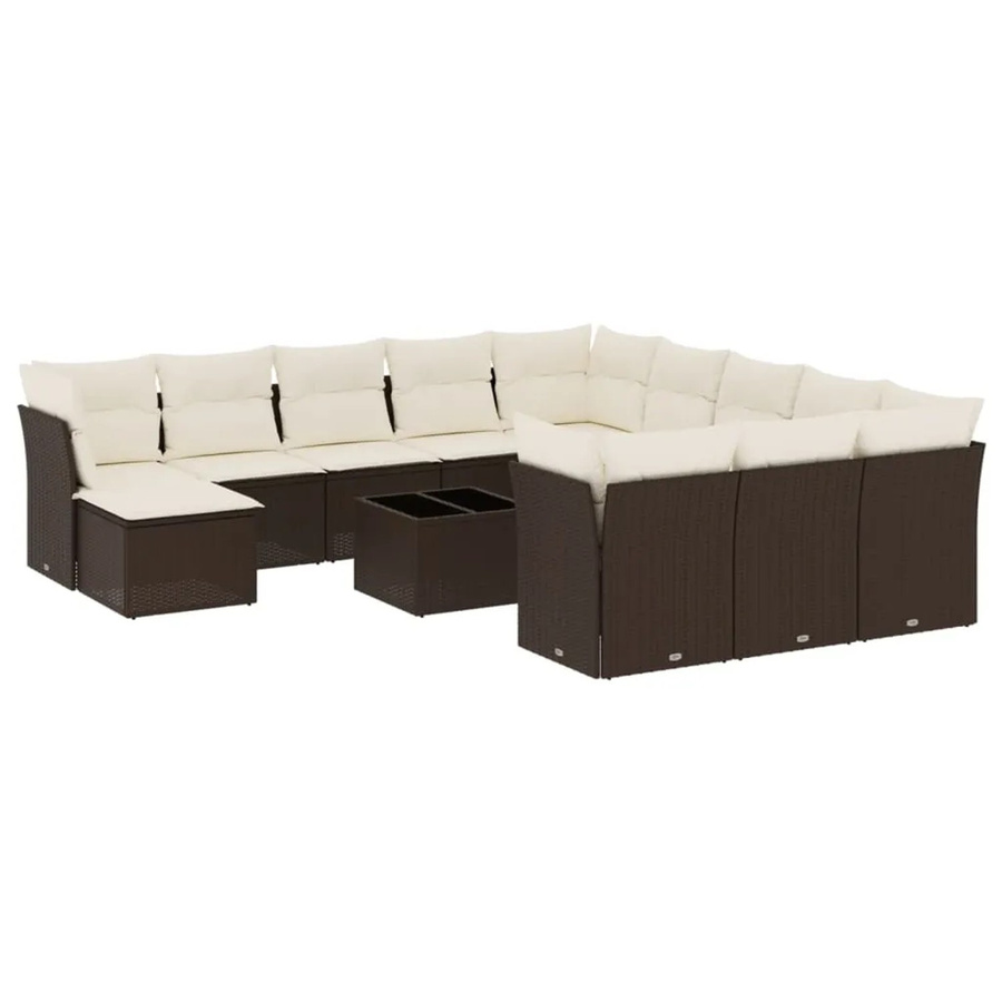 vidaXL 13-tlg. Garten-Sofagarnitur aus Polyrattan in Braun mit UV-beständigen Kissen und Metallrahmen - Bild 2