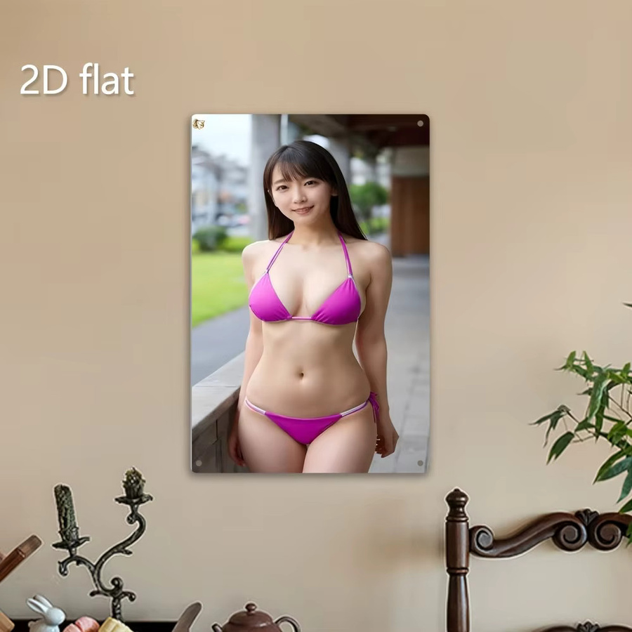 CIFBUY Metall-Wandkunst Bikini-Schild in Lila, wetterfestes Eisendekor für Garten und Zuhause, B/H: 30 x 20 cm - Bild 3