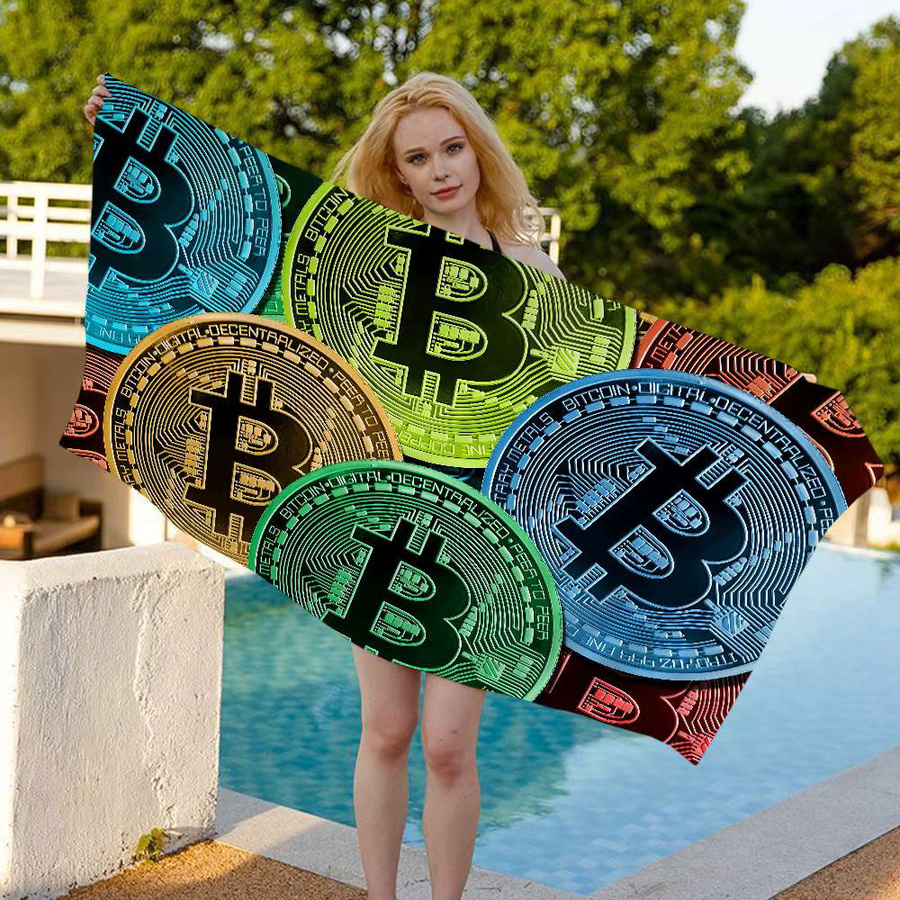 B-Bitcoin Mikrofaser Strandtuch für Sand und Pool, schnelltrocknendes Handtuch in Multicolour, Unisex - Bild 6