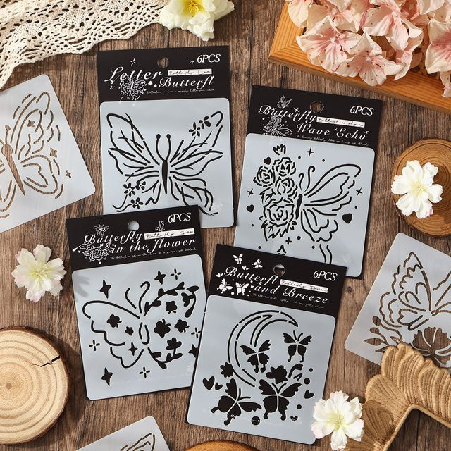 6-teiliges Set transparente Zeichenvorlagen aus Kunststoff für DIY-Alben und Handkopie-Projekte - Bild 1