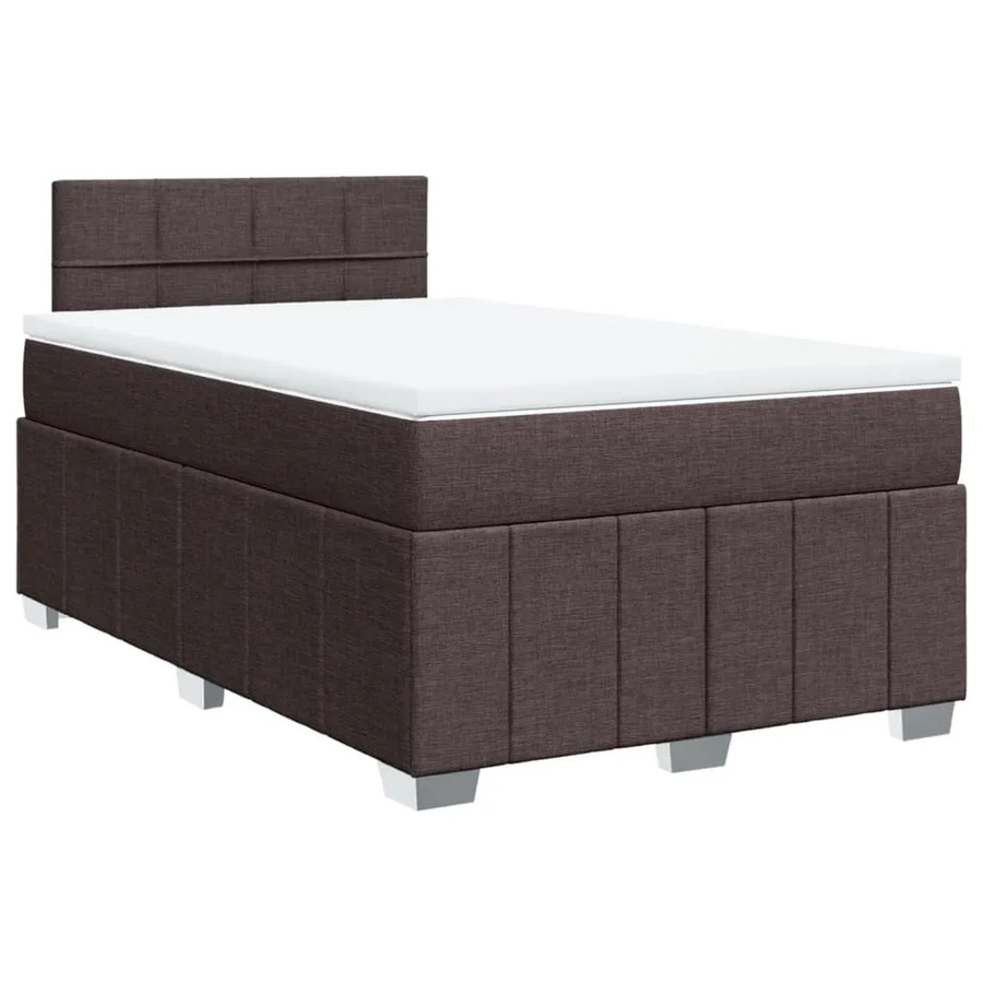 vidaXL Boxspringbett mit Matratze Dunkelbraun B: 120 cm, T: 190 cm, H: 76,5 cm aus Stoff und Kiefernholz - Bild 2