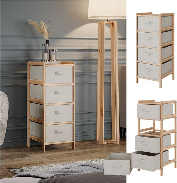 Vicco Badschrank Bruno Beige B: 34,5 cm, H: 86 cm mit 4 Stoffschubladen - Bild 1