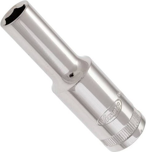 Vigour Steckschlüsseleinsatz lang 10 mm mit 1/2 Zoll Innenvierkant Antrieb, Farbe Silber, Gesamtlänge: 7,7 cm - Bild 1