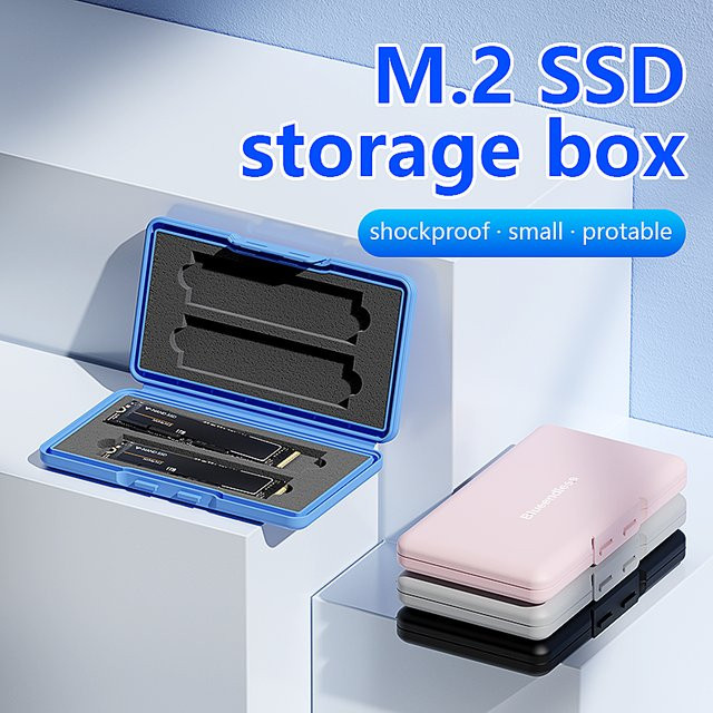Blueendless SSD-Tasche in Blau, tragbare und antistatische Schutztasche für M.2 SATA NVMe PCIe Solid State Drives, wasserdicht - Bild 1