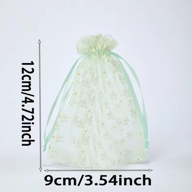 Organzabeutel mit Blumendruck und Kordelzug für Hochzeiten und Partys, Mehrfarbig - Bild 2