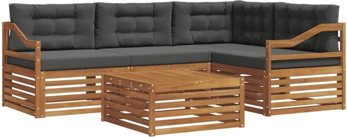 vidaXL Outdoor-Sofagarnitur mit 5 Kissen in Natur und Anthrazit - Bild 1