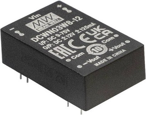 Mean Well DCWN03W8-15 DC/DC-Wandler 24V auf 15V, 0.100A, 3W, Schwarz - Bild 1