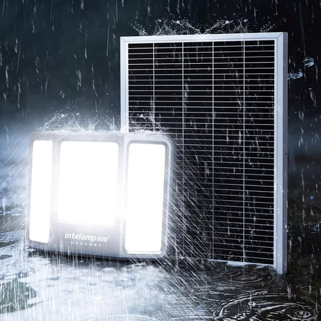 Intelamp Solar-Sicherheitsleuchte mit 268 LED für den Außenbereich, wasserdichte Solar-Flutlicht-Wandleuchte mit 3 Farbmodi für Garten, Hof und Garage - Bild 1
