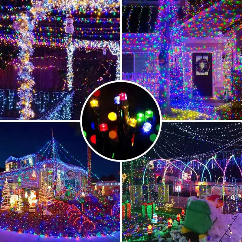 ZTree Solar-Außenleuchten RGB Multicolour Wasserdichte Solar-Lichterkette mit 8 Modi für Garten, Hochzeit und Weihnachten, Schwarz - Bild 4