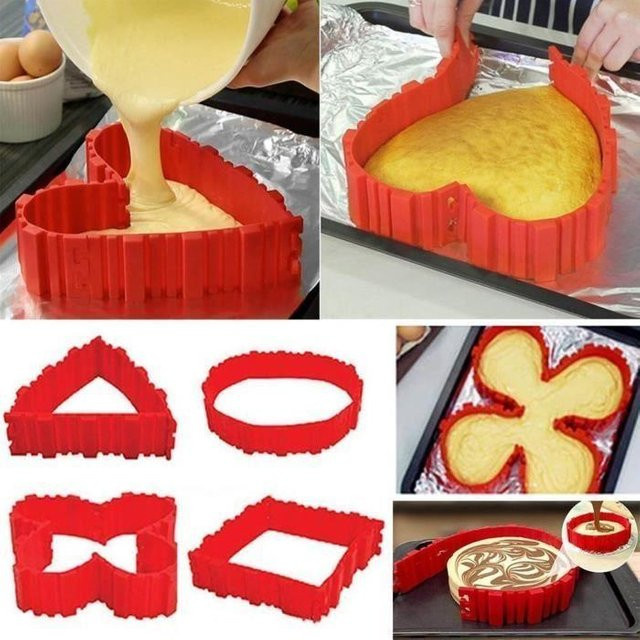 Ibes Twin Kuchenform Set aus Silikon mit Antihaftbeschichtung, 4 Stück, Herzform, Rot - Bild 1
