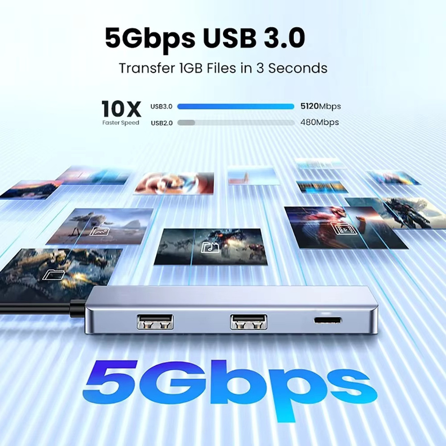 KEBIDUMEI USB-C Hub mit 4 Anschlüssen, USB Typ C zu USB 3.0 Splitter mit 5Gbps Hochgeschwindigkeit, OTG-Adapter für PC, Laptop und MacBook Pro - Bild 2