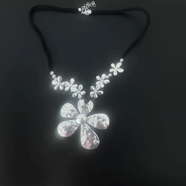 Halskette Legierung, Multi-Blumen Design, gray, Damen - Bild 1