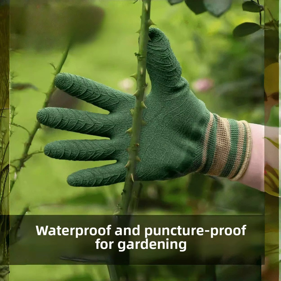 QHSPE Gartenhandschuhe wasserdicht und pannensicher mit Anti-Stech-Funktion in Blau und Grün - Bild 1