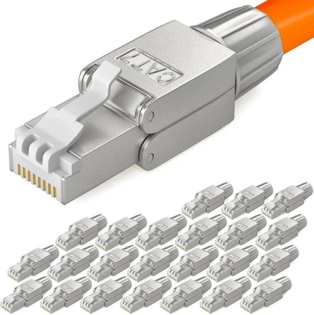 hb-digital Netzwerkstecker CAT7 RJ45 LSA STP Schmal in Silber - Bild 1