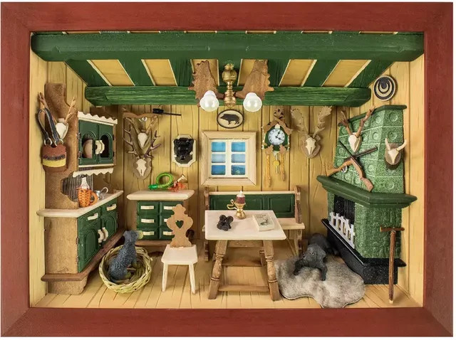 3D-Wandbild Jäger mit Dorsch Motiv in Grün, Braun und Multicolour aus Holz, Rechteckig, B/H: 30 x 30 cm - Bild 1