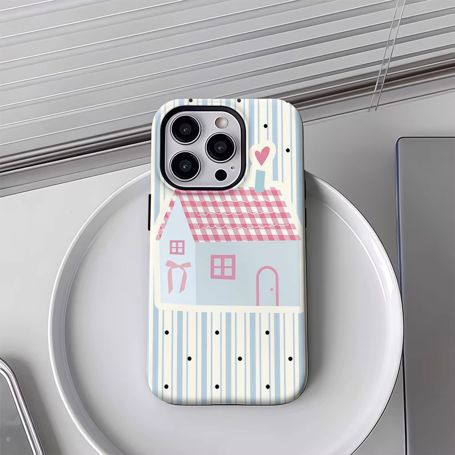 Potdemiel Schutzhülle mit Polka-Dot-Streifen für iPhone 17, iPhone 16 und iPhone 15 in Multicolour mit Doppelschicht-Rückseite - Bild 2