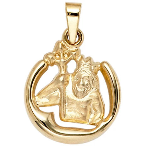 Colfem Anhänger Sternzeichen Wassermann, 375 Gelbgold, matt, Unisex - Bild 1