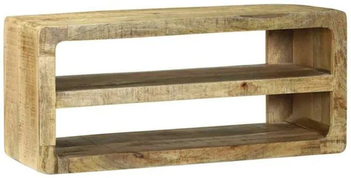 Vidaxl TV-Schrank aus Massivholz Mango in Braun mit Regal, Modernes Design, B/T/H: 80 x 36 x 32 cm - Bild 1