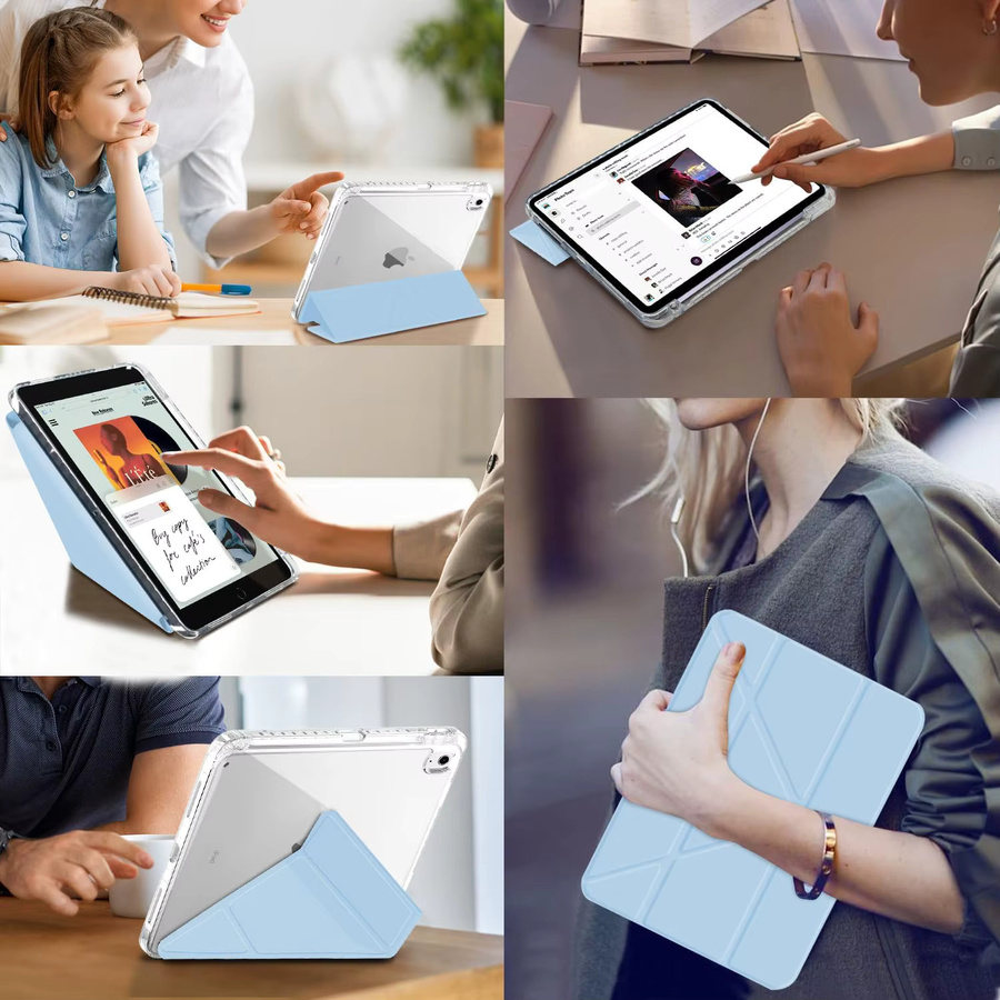 QIJUN Transparente faltbare Schutzhülle für iPad Air, iPad Pro und iPad Mini in Gelb - Bild 2