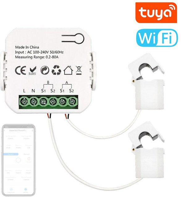 Tuya ZigBee Intelligentes Energiemessgerät für Solar-PV-Systeme zur Messung von Stromerzeugung und Verbrauch in Bunt und Weiß - Bild 1