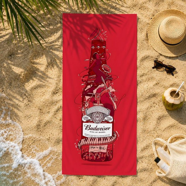 JMG Household Supplies Strandhandtuch Budweiser aus Mikrofaser, rot, B/H: 35 x 60 cm - Bild 1