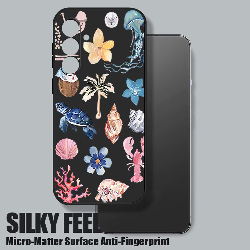 Ocean Life Theme Soft Cover Handyhülle für Samsung Galaxy S25 S24 S23 S22 Ultra Plus FE A56 A17 A16 A36 A55 A54 A53 A15 in Multicolor, Beige und Weiß - Bild 4