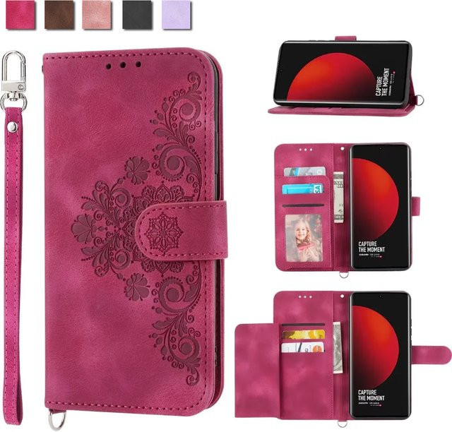 Leder-Handytasche als Wallet Card Cover für Xiaomi Mi 15 14T 13T 12T 11T Pro Ultra in Pink - Bild 1