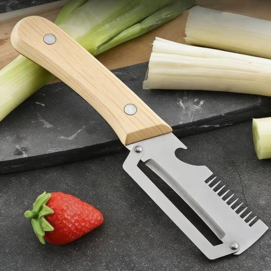 MGB 2-in-1 Obst- und Kartoffelschäler aus Edelstahl mit Holzgriff in Antikbraun - Bild 3