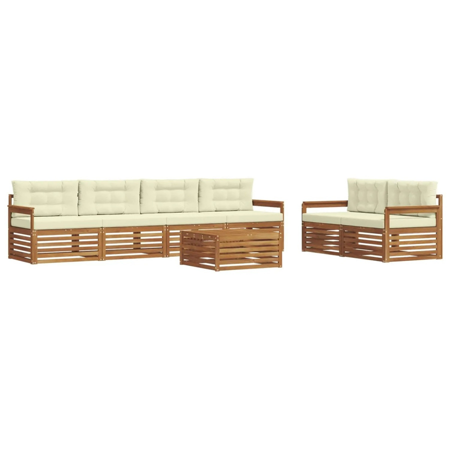 vidaXL Outdoor-Sofagarnitur 7-teilig aus Akazienholz mit Kissen in Natur und Creme - Bild 2